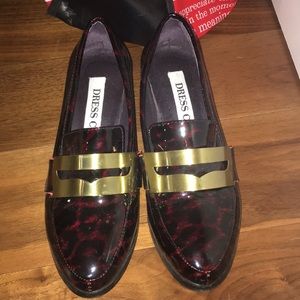Great condition block heel loafers w metal detail